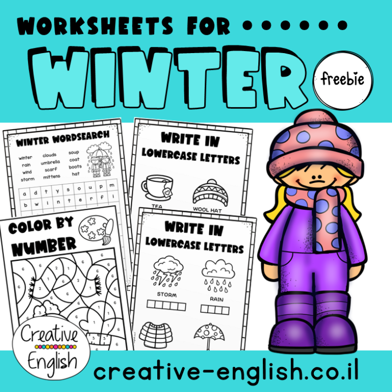 winter worksheets freebie- דפי עבודה באנגלית לחורף להורדה בחינם