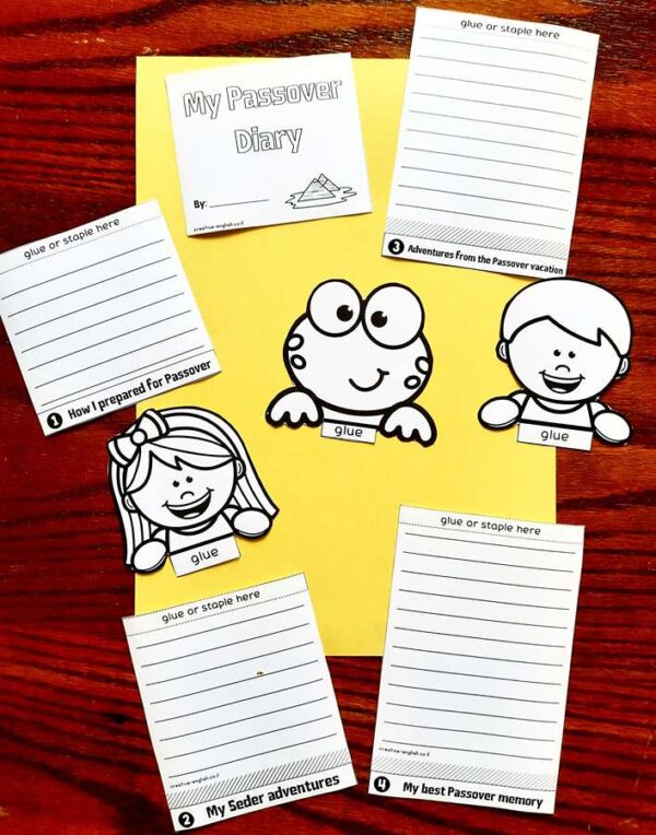 משימת כתיבה באנגלית לפסח Passover Writing Prompts worksheets, writing activity