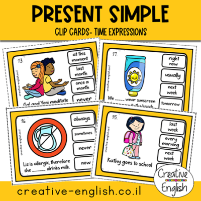 Time Expressions Present Simple- כרטיסיות זמנים באנגלית. הווה פשוט ותיאורי זמן