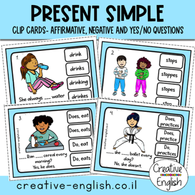 Present Simple- כרטיסיות לתרגול זמנים באנגלית