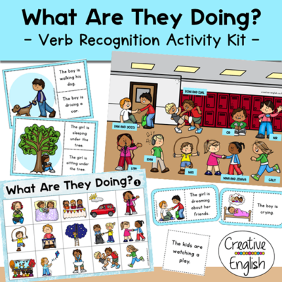 Verbs in English- Verb recognition activity kit פעלים באנגלית