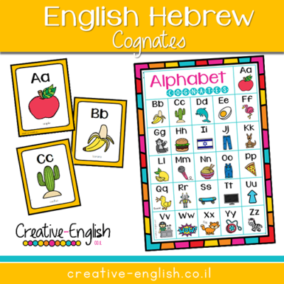 Alphabet Cognate Cards- English and words that sound similar in Hebrew