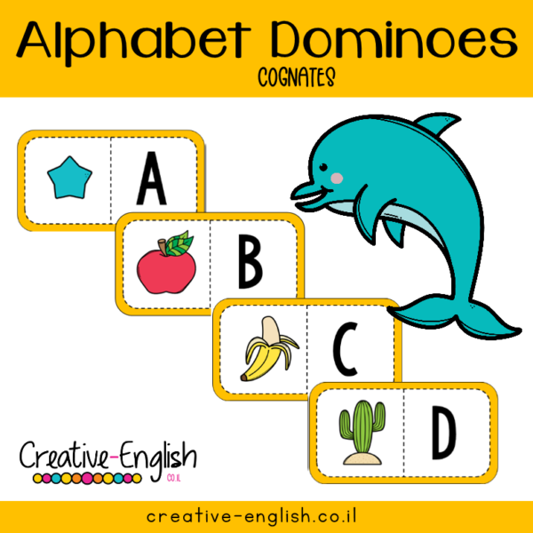 Alphabet Cognates- Dominoes English and words that sound similar in Hebrew