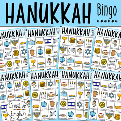 Hanukkah Bingo- בינגו באנגלית לחג חנוכה Chanukah Printable Bingo